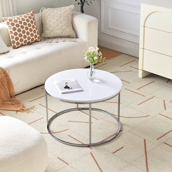 White high gloss round coffee table discount